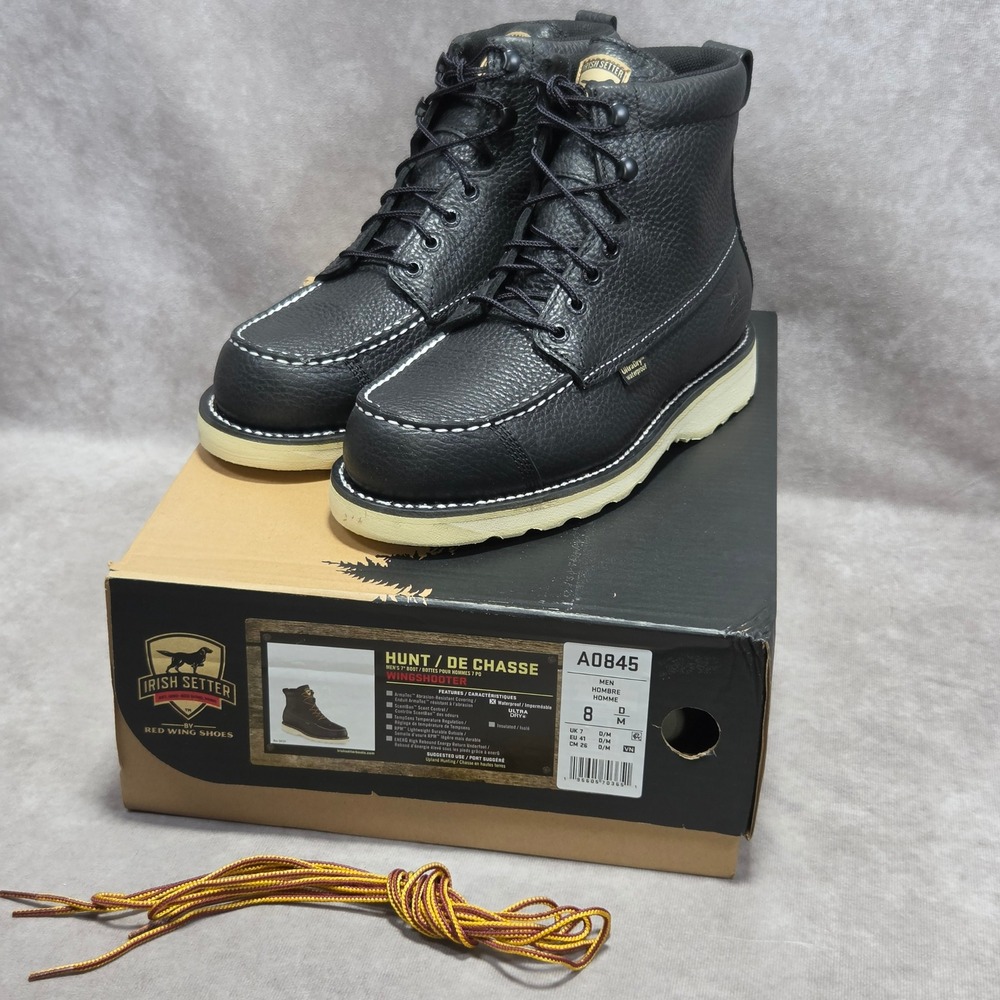 Irish Setter Wingshooter 845 Black Leather Waterproof Hunting Boots Mens 8 D